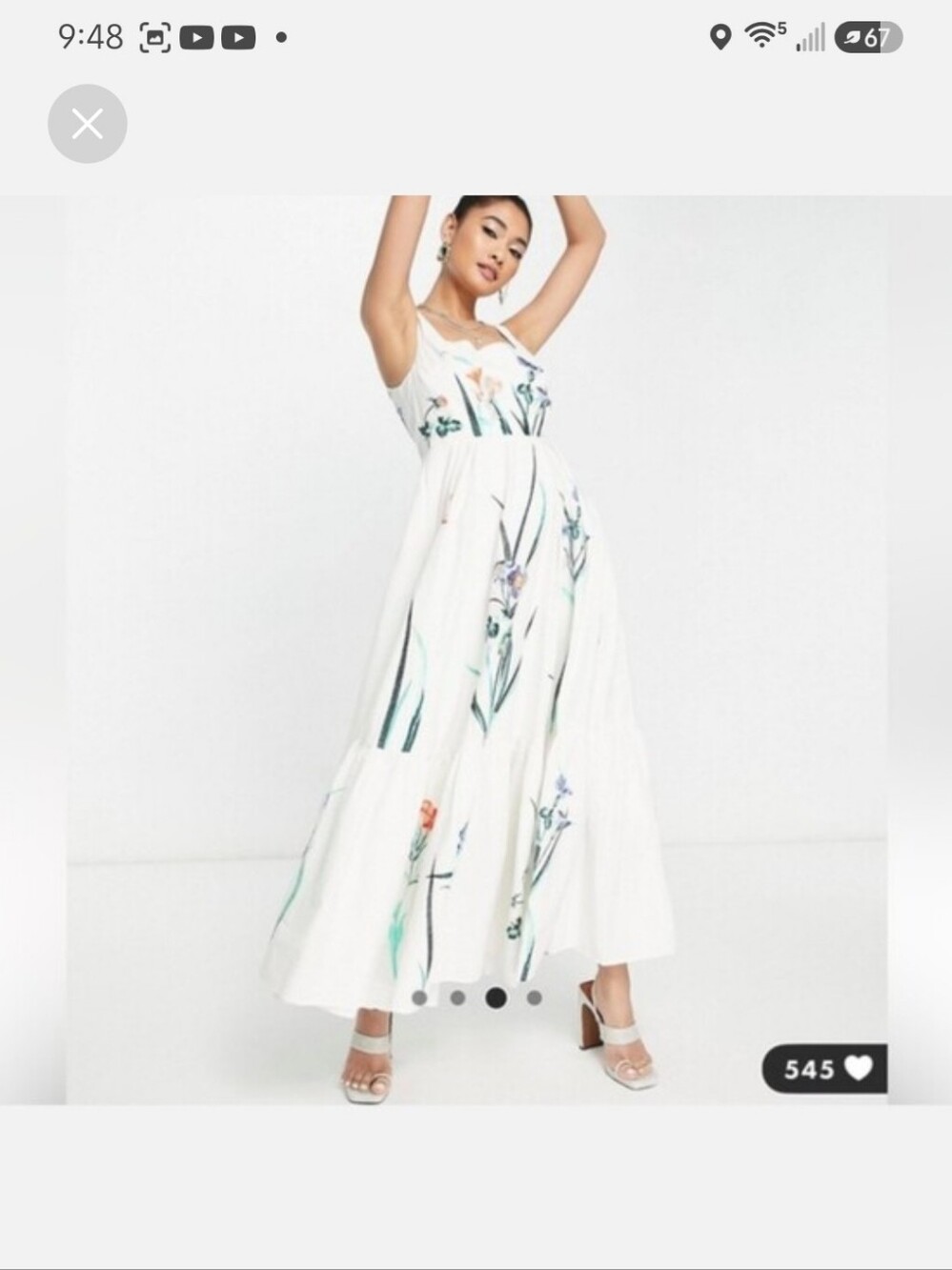 Asos White Floral Tiered Sundress with Watercolor Blooms Nwot
